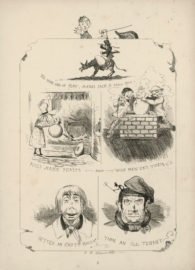 Pagina dai Proverbi con immagini di Charles H Bennett da Charles Henry (after) Bennett