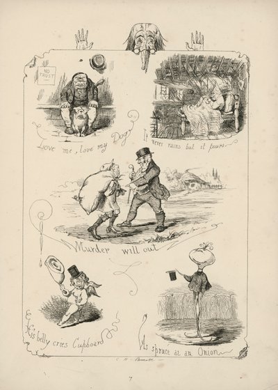 Pagina dai Proverbi con illustrazioni di Charles H Bennett da Charles Henry (after) Bennett