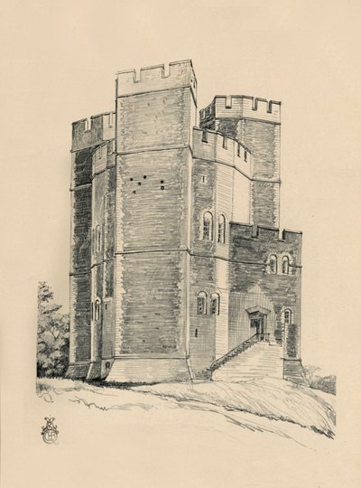 Esterno del castello di Orford, Suffolk, i bastioni restaurati, 1931 da Charles Henry Bourne Quennell