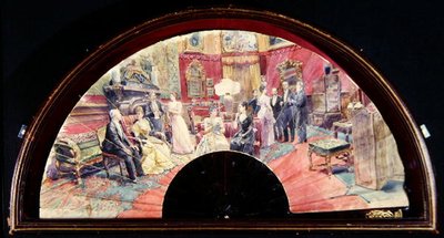 Ventaglio che raffigura un incontro sociale dopo cena in un salotto da Charles Henry Tenre