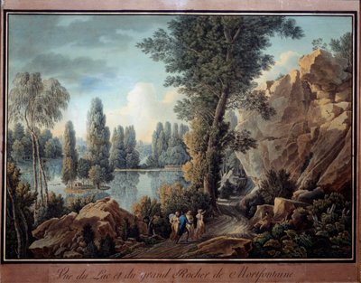 Le grand rock et le lac du parc de Mortefontaine da Charles Hippolyte Cassas