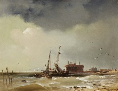 Barche Fisher che sbarcano sulla spiaggia da Charles Hoguet