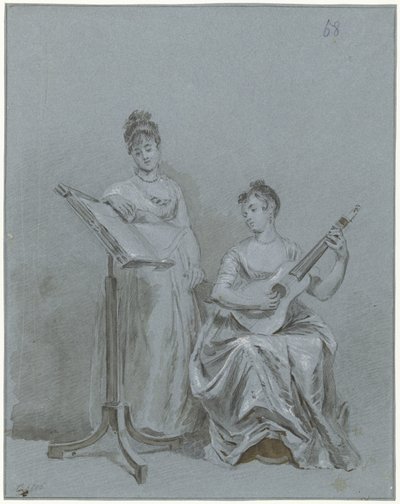 Due donne che fanno musica da Charles Howard Hodges