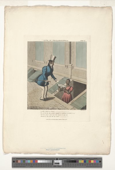 Visita a Mifs Dinah, tavola numero 11 di 20, adattata da Life in Philadelphia di Edward W. Clay da Charles Hunt