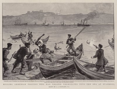 Uccisione di portatori armeni che si erano gettati in mare a Stamboul da Charles J. Staniland