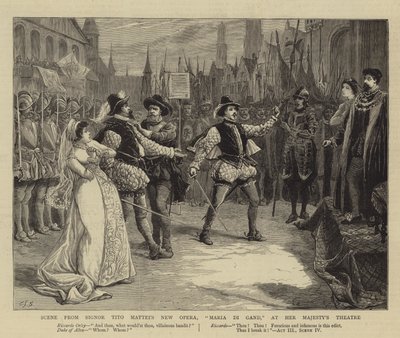 Scena dalla nuova opera di Signor Tito Mattei, Maria Di Gand, al Her Majesty