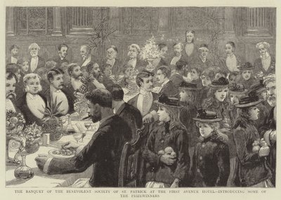 Il banchetto della Società Benevola di San Patrizio al First Avenue Hotel, con alcuni dei vincitori del premio da Charles J. Staniland