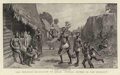 La spedizione punitiva a Benin, scene tipiche nel distretto da Charles J. Staniland