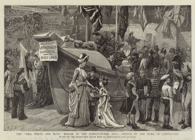 Il bazar rosso, bianco e blu alla Agricultural Hall, aperto dal Duca di Connaught da Charles J. Staniland
