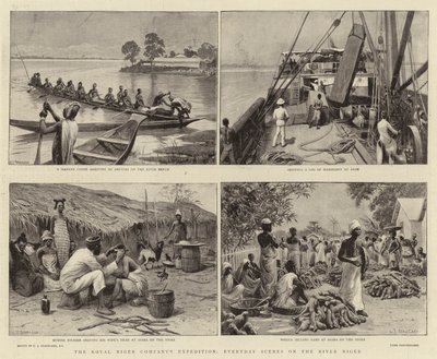 La spedizione della Royal Niger Company, scene quotidiane sul fiume Niger da Charles J. Staniland