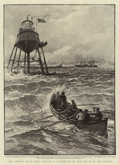 La nave della Trinity House visita un faro alla foce del Tamigi da Charles J. Staniland