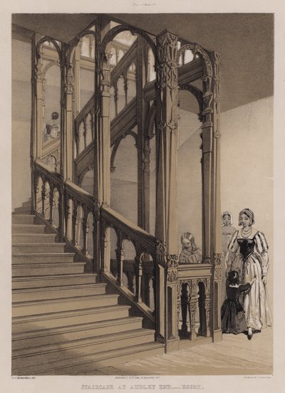 Scala ad Audley End, Essex (litografia a colori) da Charles James Richardson