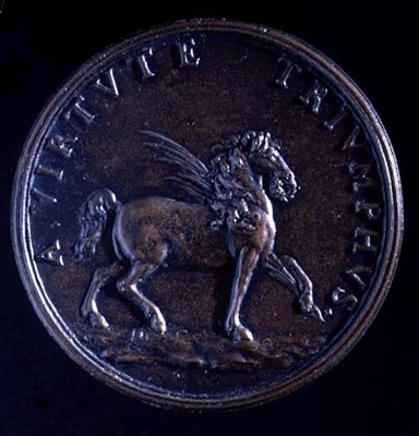 Medaglia Ritratto di Gian Lorenzo Bernini, retro di un cavallo alato da Charles Jean Francois Cheron