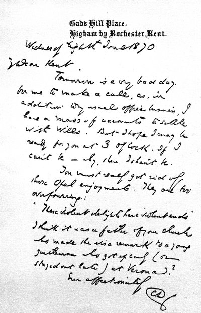 Lettera a Charles Kent, scritta da Gad