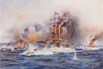 La distruzione della flotta spagnola fuori dal porto di Santiago da Charles John de (after) Lacy