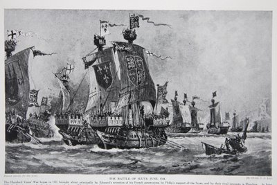 La battaglia di Sluys, 24 giugno 1340, illustrazione da 