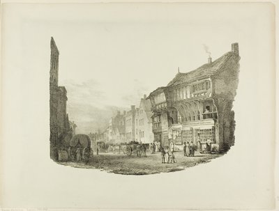 Bridge Street, Chester, da Impressioni litografiche di schizzi dalla natura da Charles Joseph Hullmandel