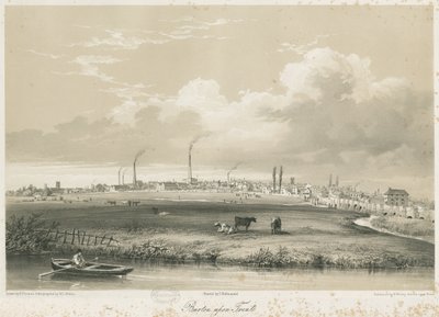 Burton-upon-Trent Bridge e città da Charles Joseph Hullmandel