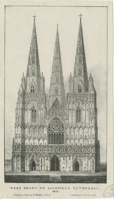 Cattedrale di Lichfield - Facciata Ovest da Charles Joseph Hullmandel