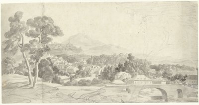 Paesaggio con una città presso un ponte da Charles Joseph Natoire (attributed to)