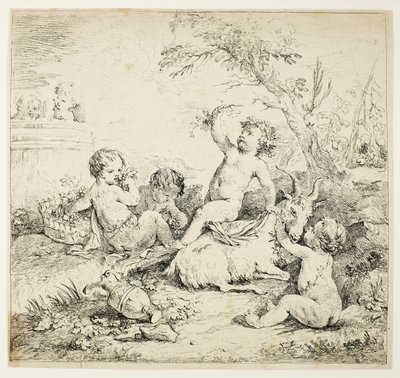 Cherubini con una capra da Charles Joseph Natoire