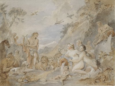 Orfeo che incanta le ninfe, le driadi e gli animali, 1757 da Charles Joseph Natoire