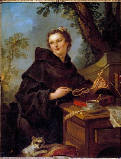 Ritratto di Louise Anne De Bourbon Conde, Mademoiselle De Charolais (1695-1758), nipote di Luigi XIV. Tra le sue mani un nodo marino (nodo di otto) da Charles Joseph Natoire