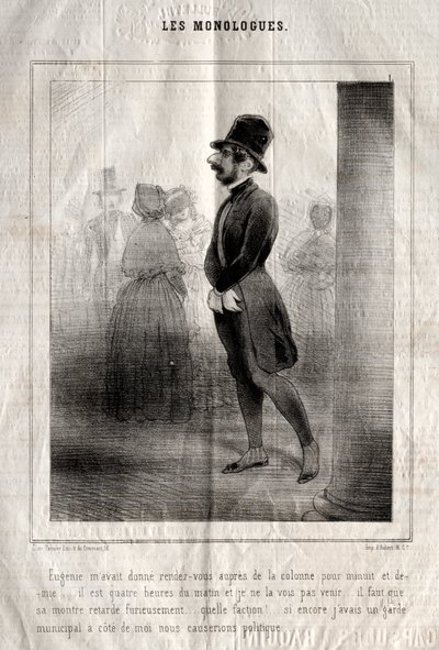 Les Monologues: Eugénie mi aveva dato appuntamento presso la colonna per mezzanotte e mezza... da Charles Joseph Traviès de Villers