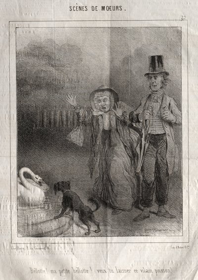 Scene di costumi: Bellotte! mia piccola Bellote! vuoi lasciare quel brutto pesce! da Charles Joseph Traviès de Villers