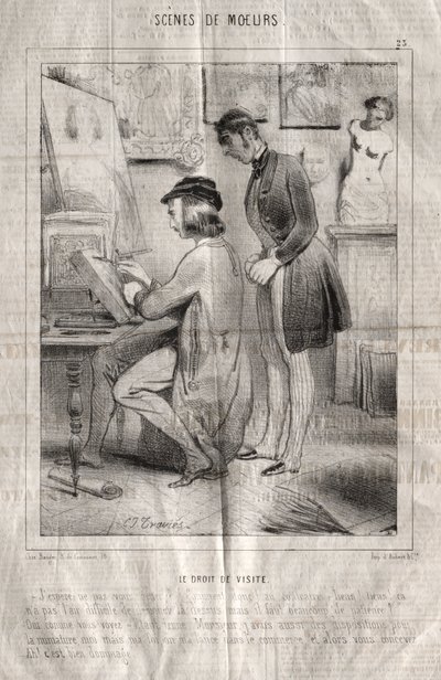 Scene di costume: Il diritto di visita. Spero di non disturbare? da Charles Joseph Traviès de Villers