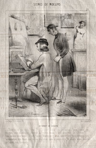 Scene di costumi: Il diritto di visita. Spero di non disturbarti... da Charles Joseph Traviès de Villers