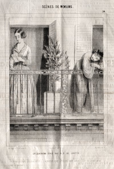 Scènes de moeurs: Un quatrieme étage rue N. D. de Lorette. Je crois quelle lit ma lettre da Charles Joseph Traviès de Villers