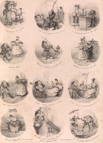 Dodici vignette satiriche da Charles Joseph Traviès de Villers