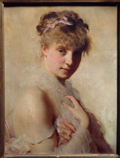 Ritratto di una giovane ragazza. Dipinto di Charles Chaplin (1825-1891) da Charles Joshua Chaplin
