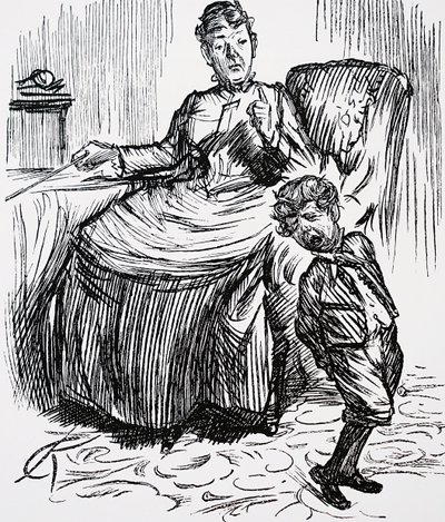 Una madre che punisce il suo bambino cattivo da Charles Keene