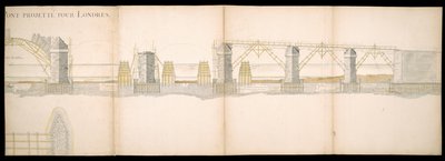 Progetti del ponte sul Tamigi a Londra, BL Maps C.49.e.76 da Charles Labelye
