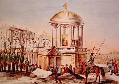 La benedizione delle acque a San Pietroburgo, c.1820 (litografia a colori) da Charles Lasteyrie du Saillant