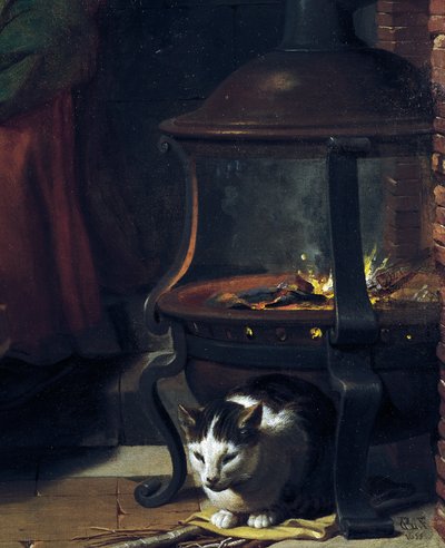 Gatto sotto braciere ardente (dettaglio) da Charles Le Brun