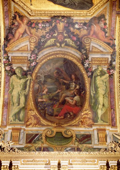 Ordine Finanziario Ristabilito nel 1662, Dipinto sul Soffitto dalla Galerie des Glaces da Charles Le Brun