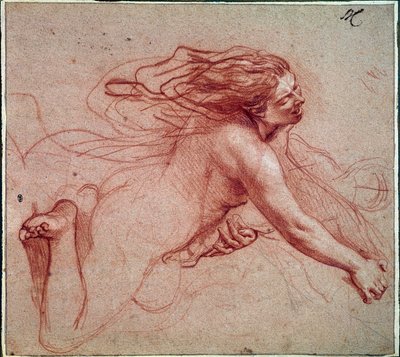 Donna nuda in ginocchio. Disegno di Charles Lebrun da Charles Le Brun