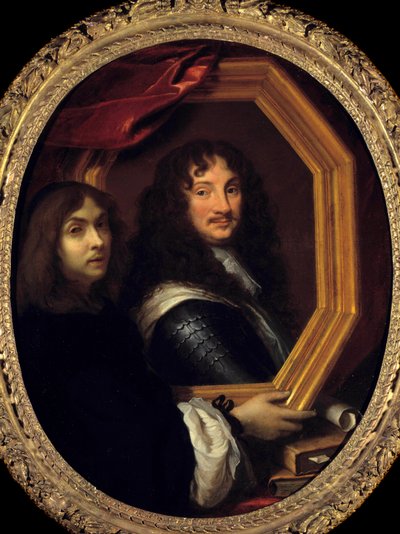Autoritratto con ritratto di un militare da Charles Le Brun