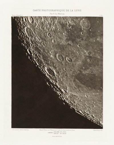 Carte photographique de la lune, planche XII.A (Carta fotografica della Luna, lastra XII.A),11 ottobre da Charles le Morvan