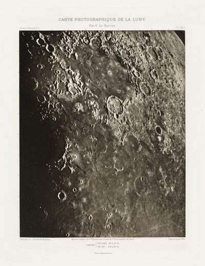 Carte photographique de la lune, planche XX.A (Carta fotografica della Luna, lastra XX.A),27 agosto da Charles le Morvan