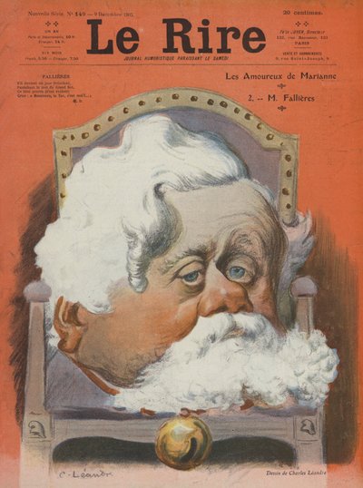 Armand Fallieres, politico francese. Illustrazione per Le Rire da Charles Leandre