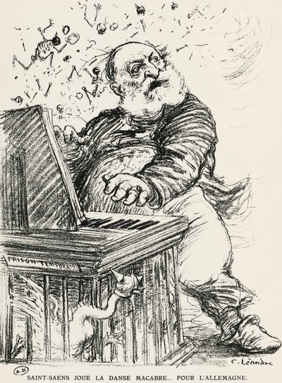 Caricatura di Charles Camille Saint-Saens, compositore, pianista e organista francese da Charles Leandre