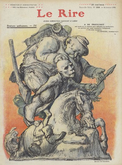 Caricatura del primo ministro francese Charles de Freycinet. Illustrazione per Le Rire da Charles Leandre