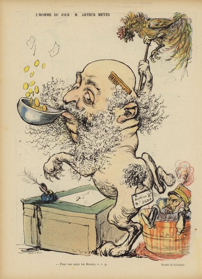 Caricatura del giornalista francese Arthur Meyer. Illustrazione per Le Rire da Charles Leandre