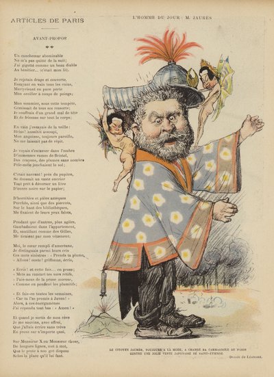Caricatura del politico socialista francese Jean Jaures. Illustrazione per Le Rire da Charles Leandre