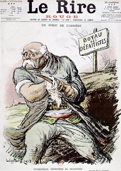 Georges Clemenceau (1841-1929) politico francese, vignetta di Leandre che lo mostra come il pulitore delle trincee, pubblicata sul giornale "Le Rire" il 16 febbraio 1918 da Charles Leandre