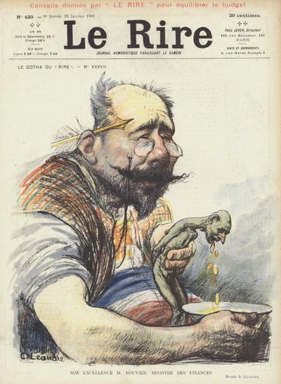 Sua Eccellenza Mr Rouvier, Ministro delle Finanze. Illustrazione per Le Rire da Charles Leandre